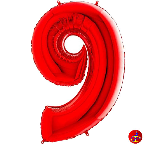 9 – 100cm – numero mylar rosso – Palloncini On Line