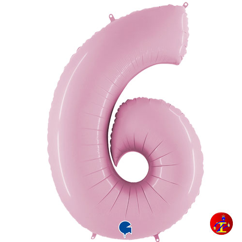 6 – 100cm – numero mylar rosa pastello – Palloncini On Line