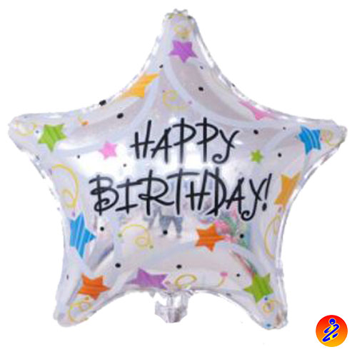 Palloncino happy birthday 10 – stella argento – mylar 45cm