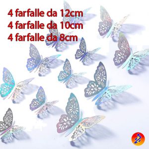 Farfalle decorative da appendere argento 5cm 36