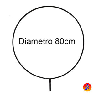 cerchio in ferro diametro 80cm da montare su base in ferro 4kg e palo in acciaio 1mt